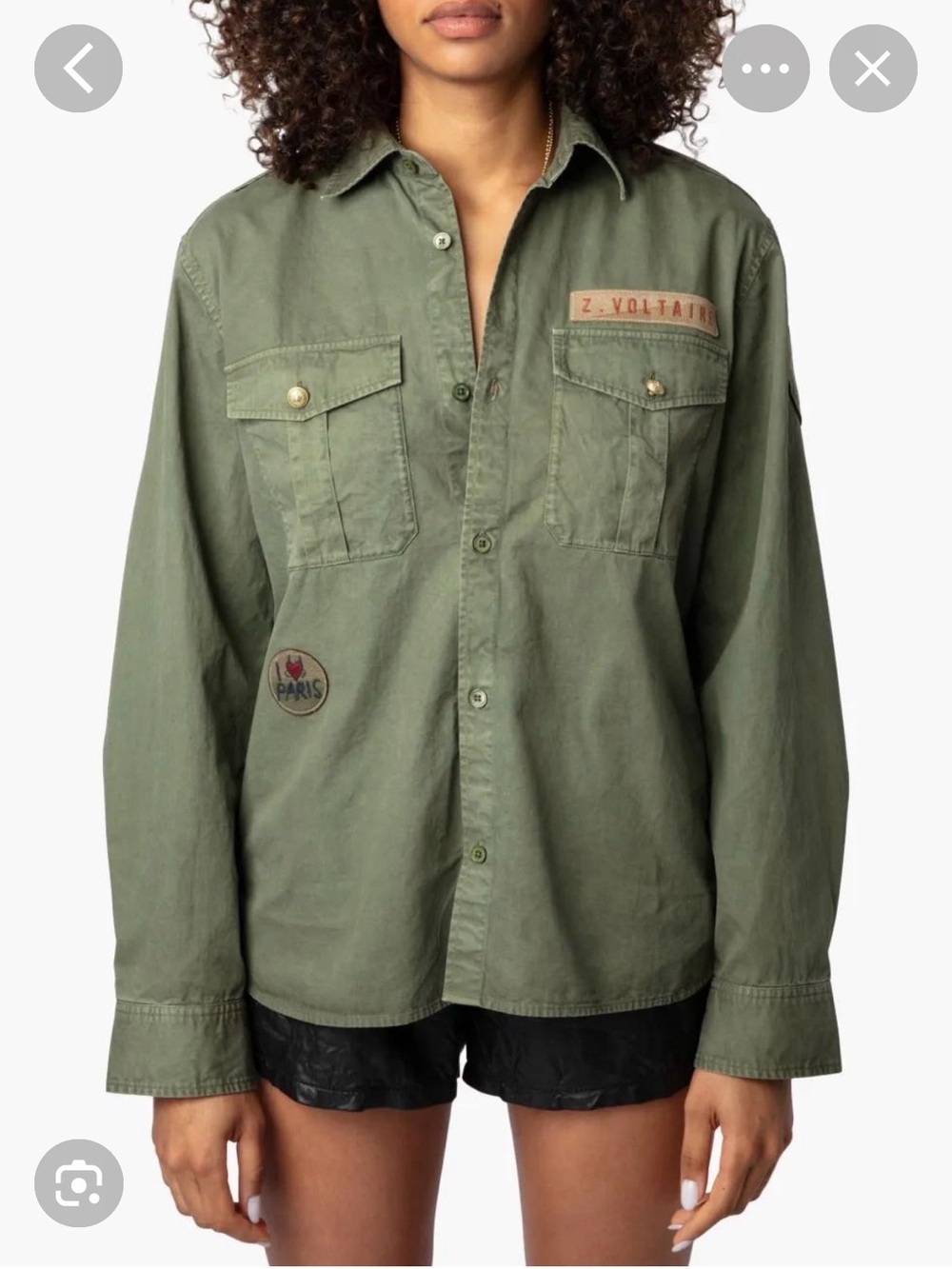 Zadig & Voltaire Taskal Military-Style Shirt Sz M
